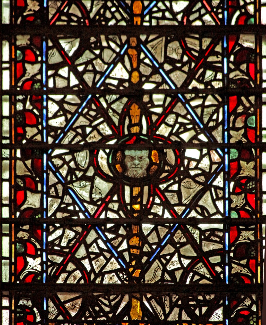 Window W59 depicting grisaille and a head by English School