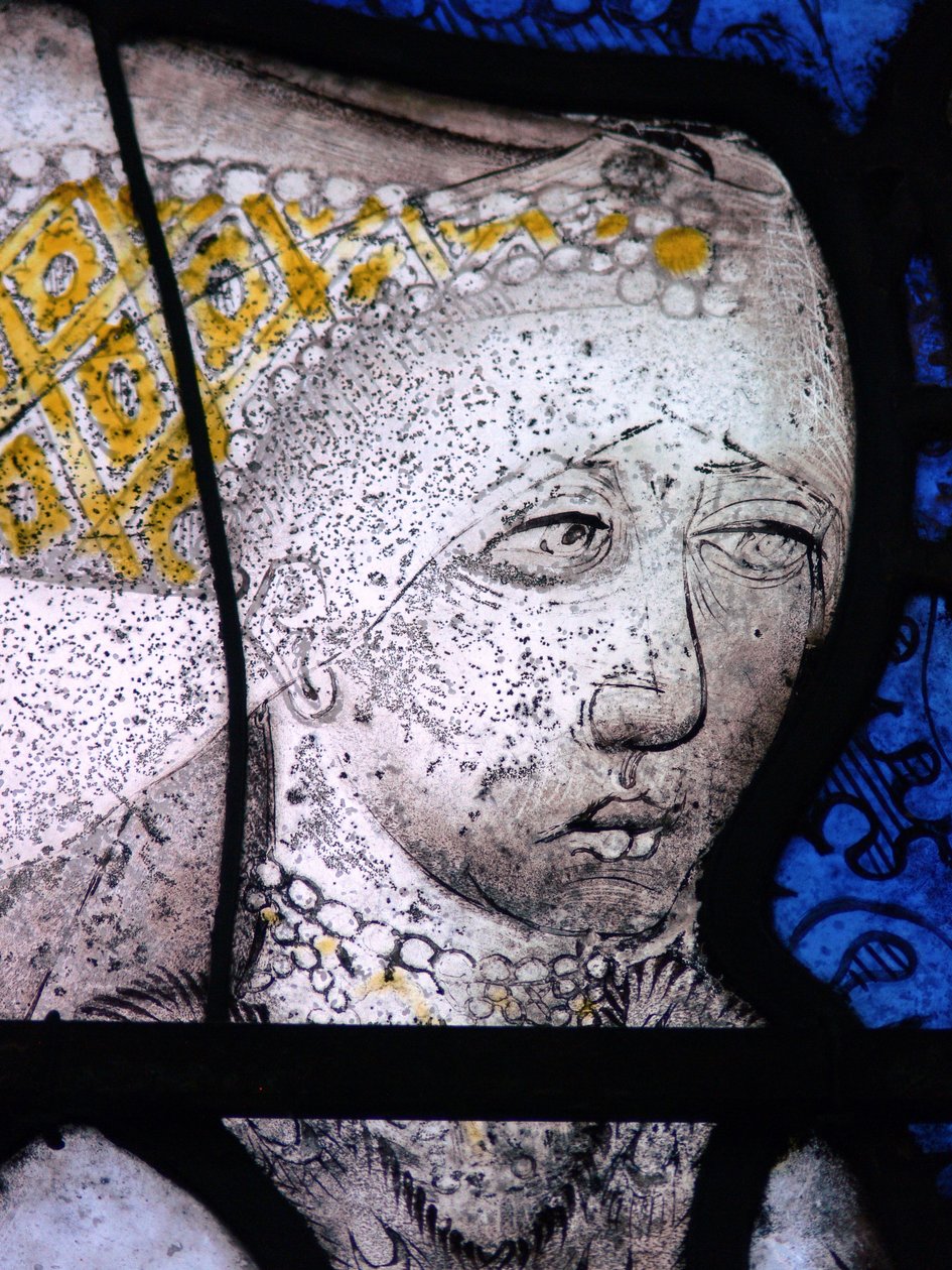 Window w5 depicting Margaret Fray, wife of Sir John Leynham (detail) by English School