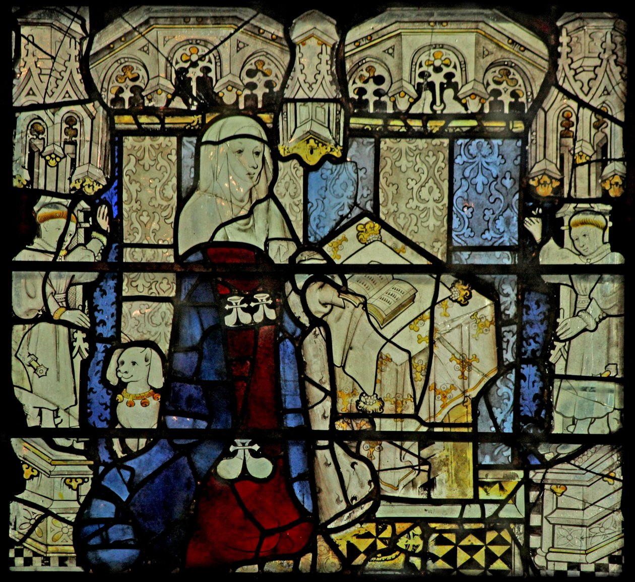 Window W5 depicting a donor - lady (and dog) by English School