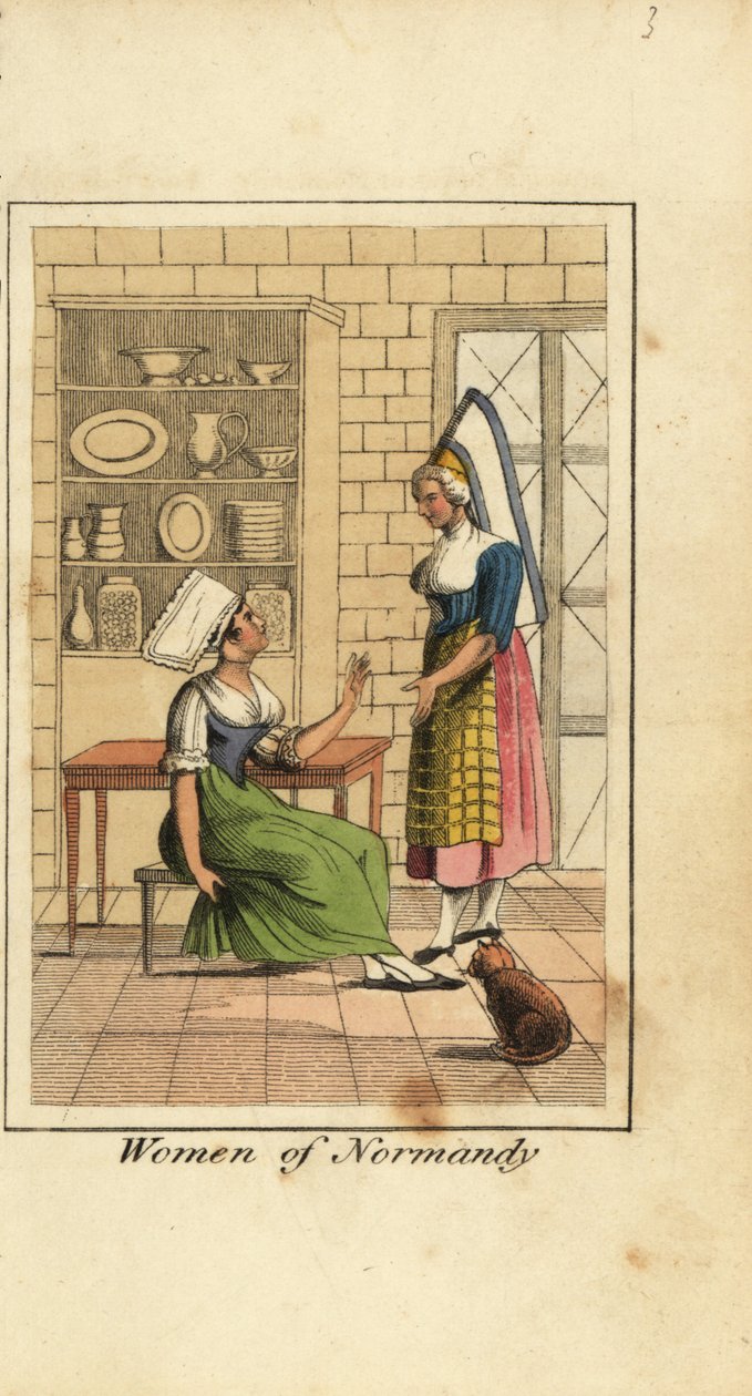 Women of Normandy, France, in a Kitchen by English School