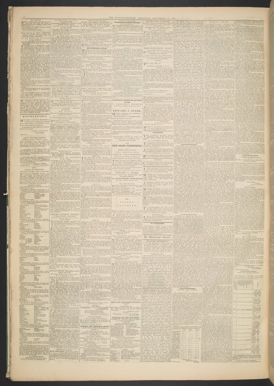 Worcestershire Chronicle, 27th September 1871 by English School