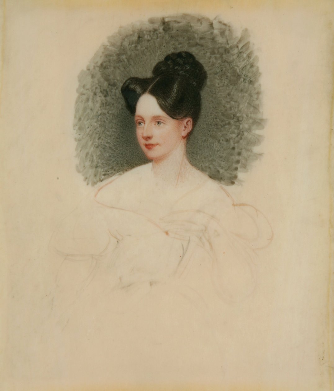 Unfinished portrait of Marianne Cregoe Colmare (later Mrs Baurton Bennett) c.1833-34 by English School English School