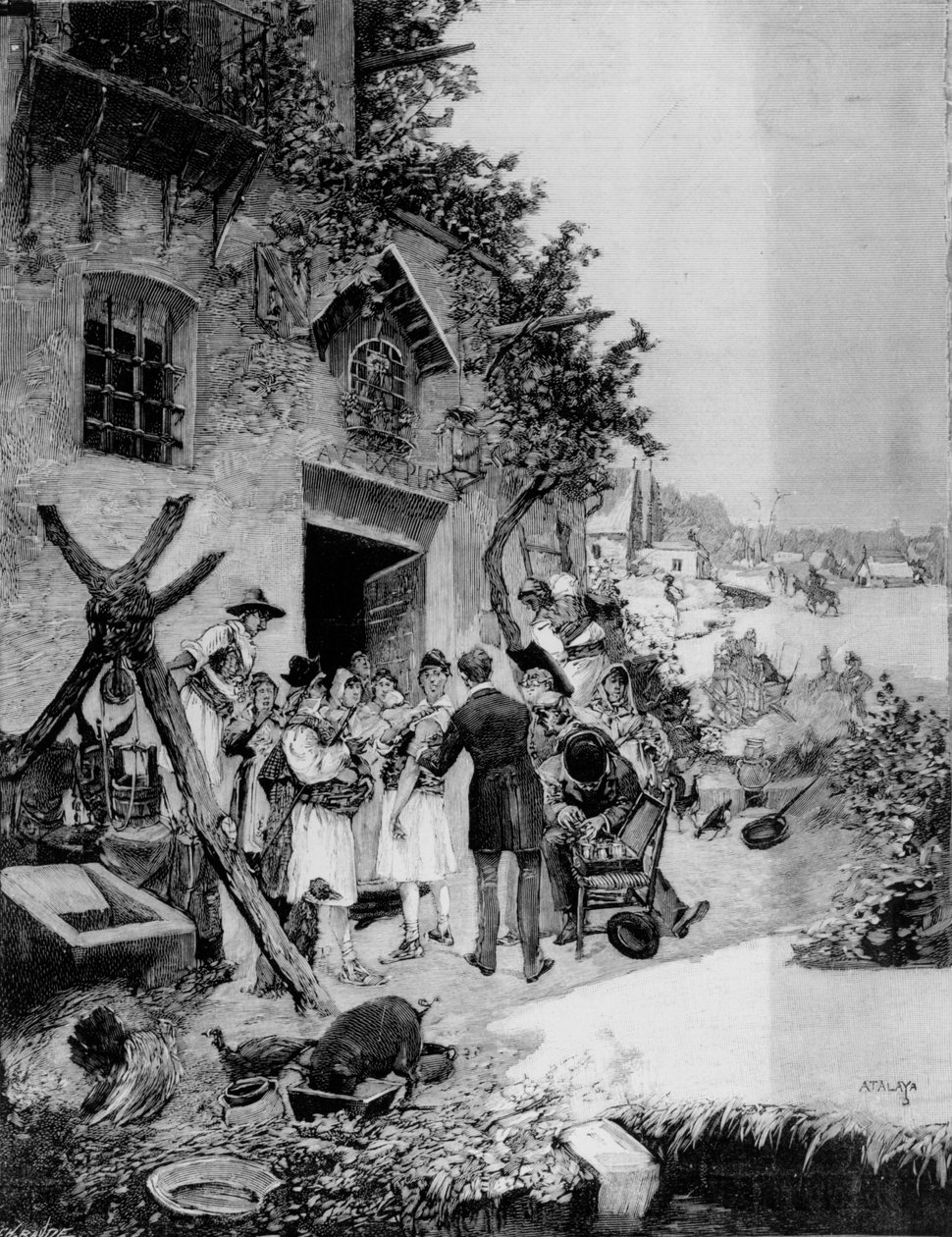 Performing a Public Vaccination Against Cholera in the Murcia area, 1885 by Enrique Atalaya Gonzales