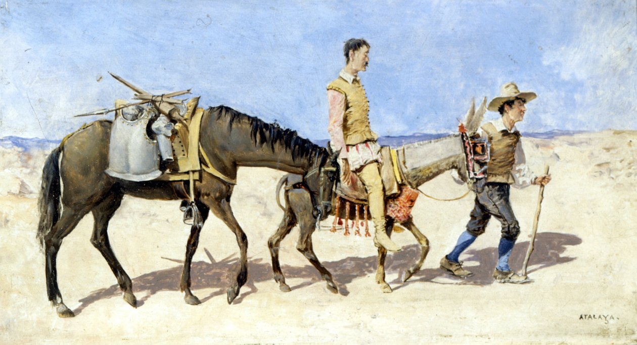 Don Quixote and Sancho Panza. Painting by Atalaya by Enrique Atalaya