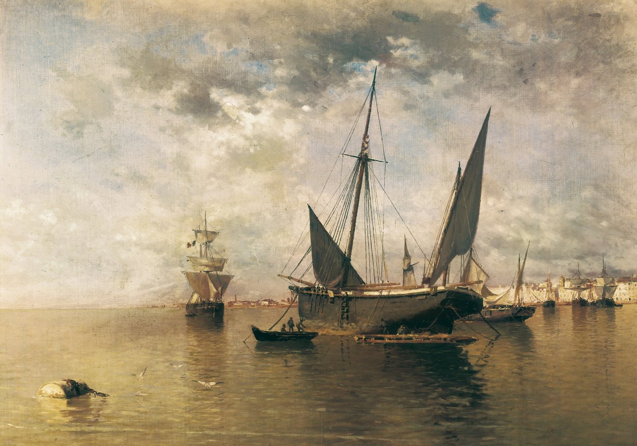 The Port of Malaga, 1885 by Enrique Florido Bernils