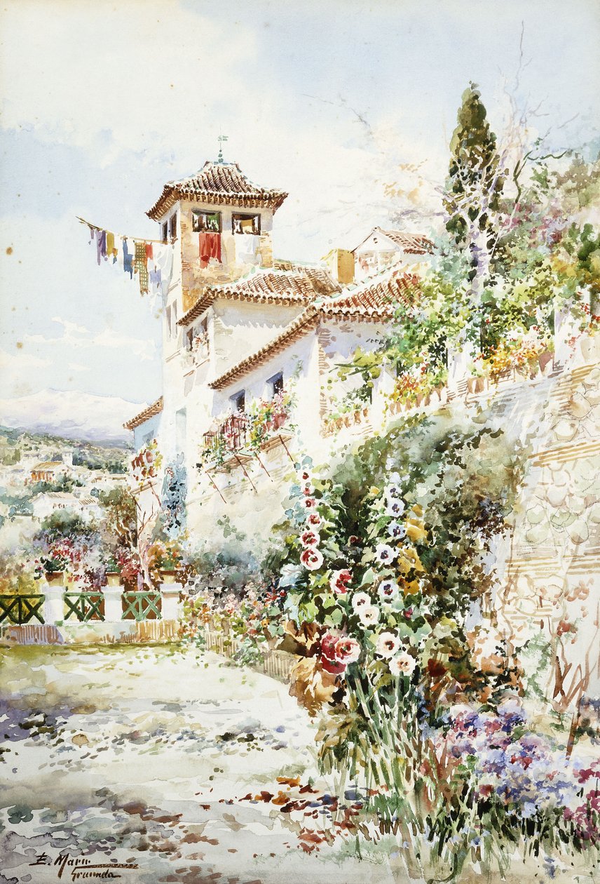 An Andalucian House and Garden in Summer by Enrique Marin Higuero
