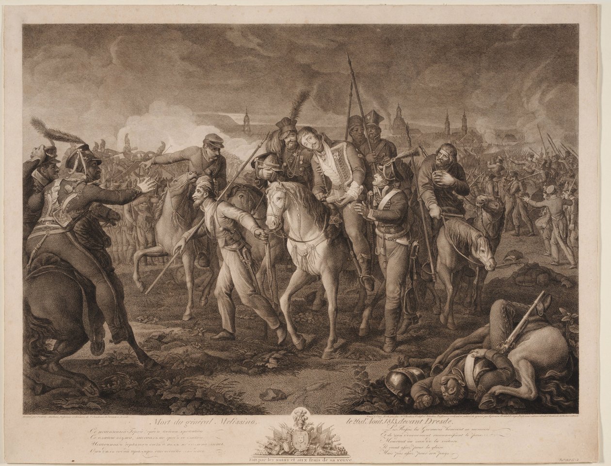 Death of General Aleksey Melissino on 26 August 1813 by Ephraim Gottlieb Krüger