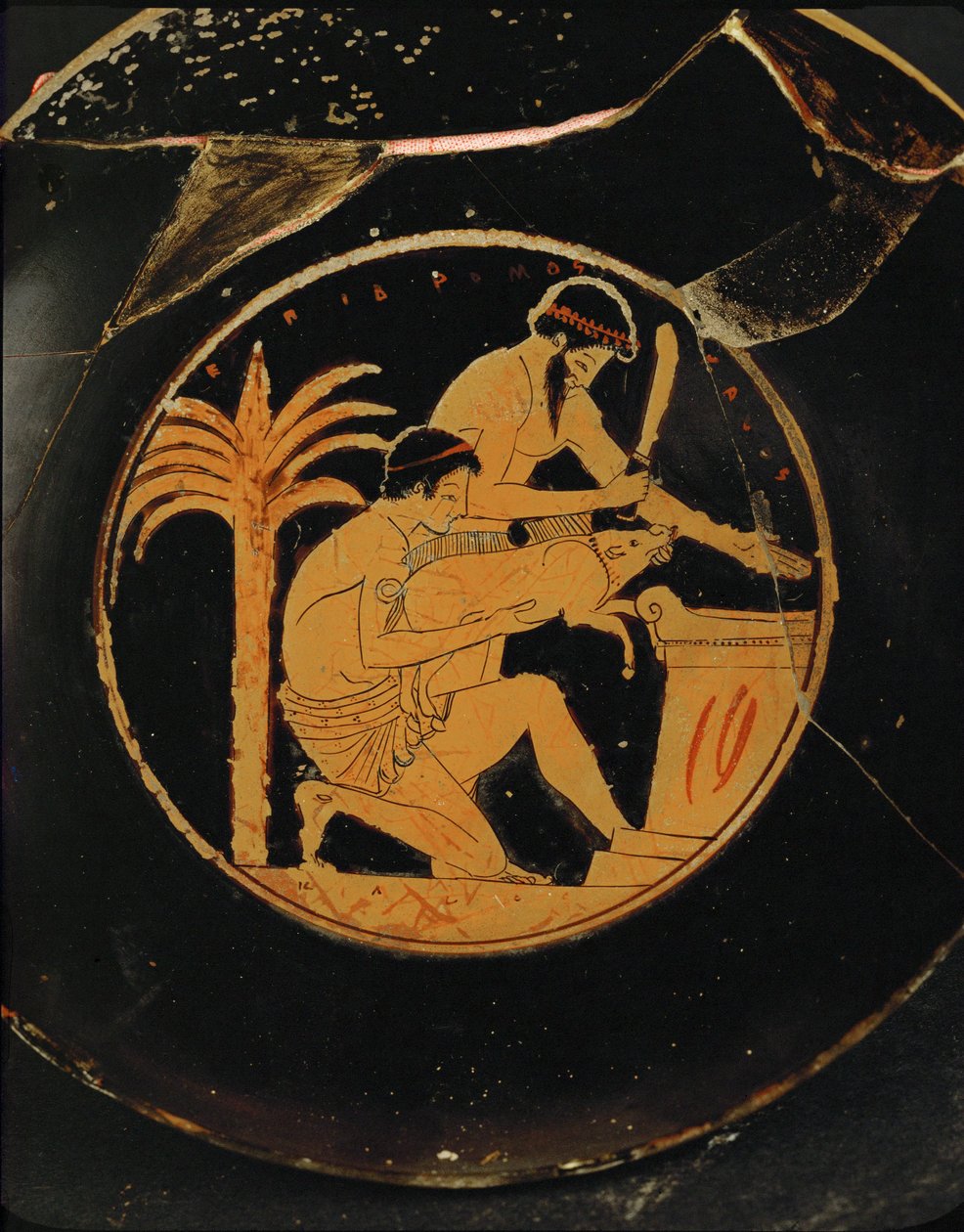 Sacrifice of a pig with inscription: "Epidromos is beautiful" by Epidromos Painter