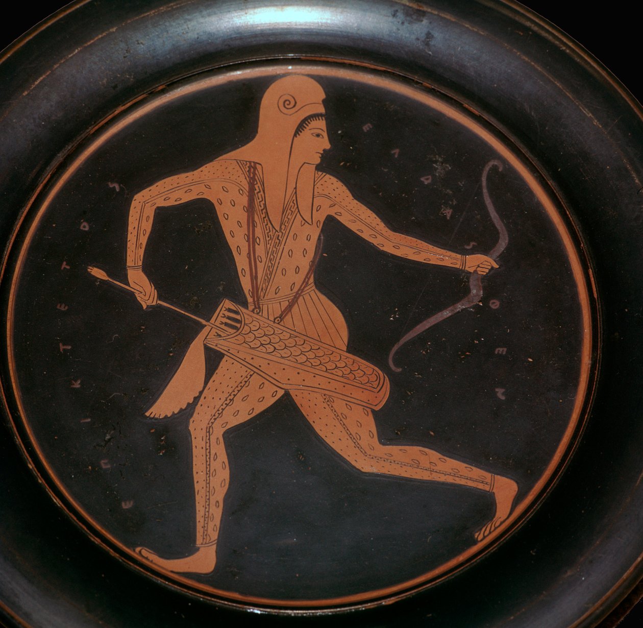 Attic Plate with an Image of an Archer in Scythian Dress by Epiktetos