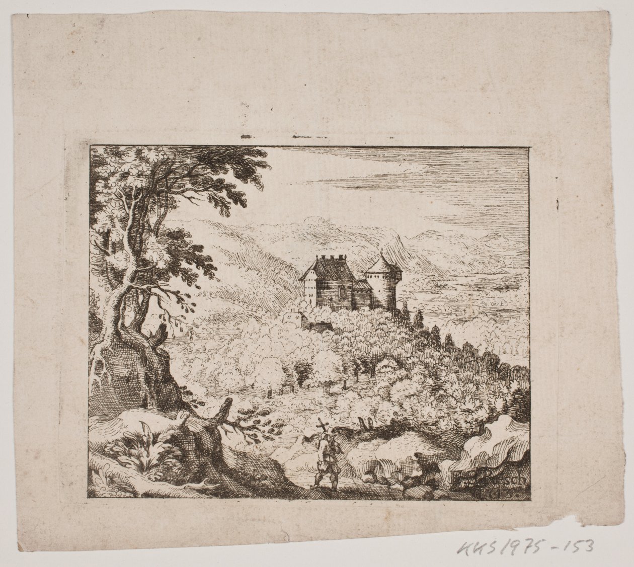 Mountainous Landscape with a Castle and a Wanderer by Erasmus Sigismund Resch