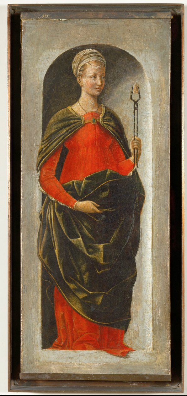 Saint Apollonia, right column of the altar of Saint Vincent Ferrier painted for Bologna by Francesco Cossa, finished by Ercole di Roberti by Ercole de Roberti