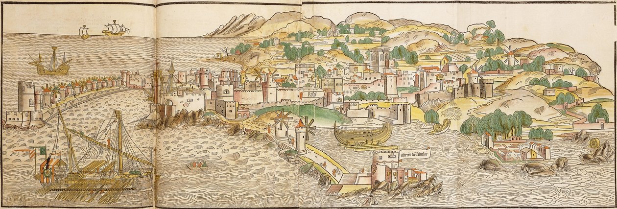 Panoramic view of Rhodes by Erhard Reuwich