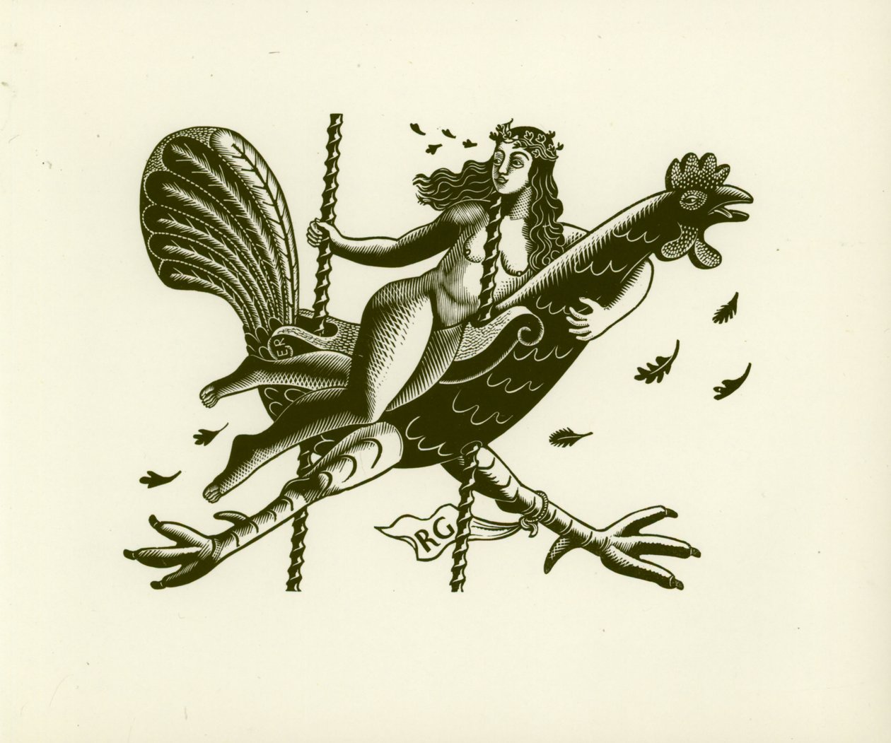 Tirzah on a Cockerel, 1931 by Eric Ravilious