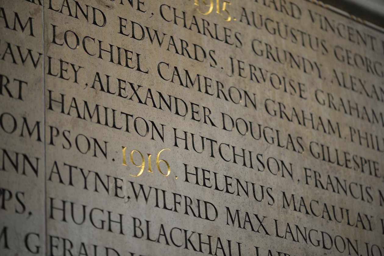 Memorial to the members of New College, Oxford, who lost their lives during World War I by Eric (workshop of) Gill