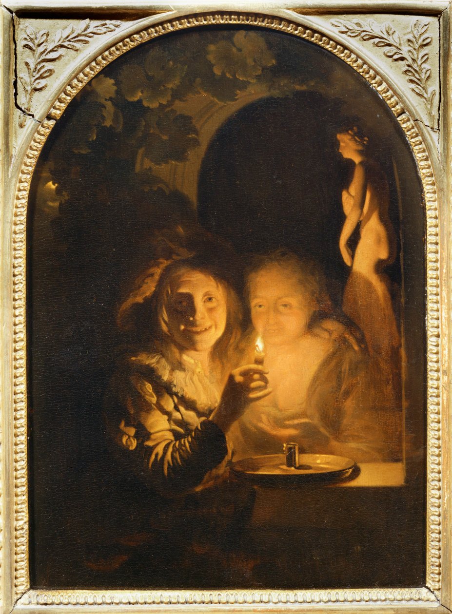 Couple illuminated by a candle by Erich Lessing