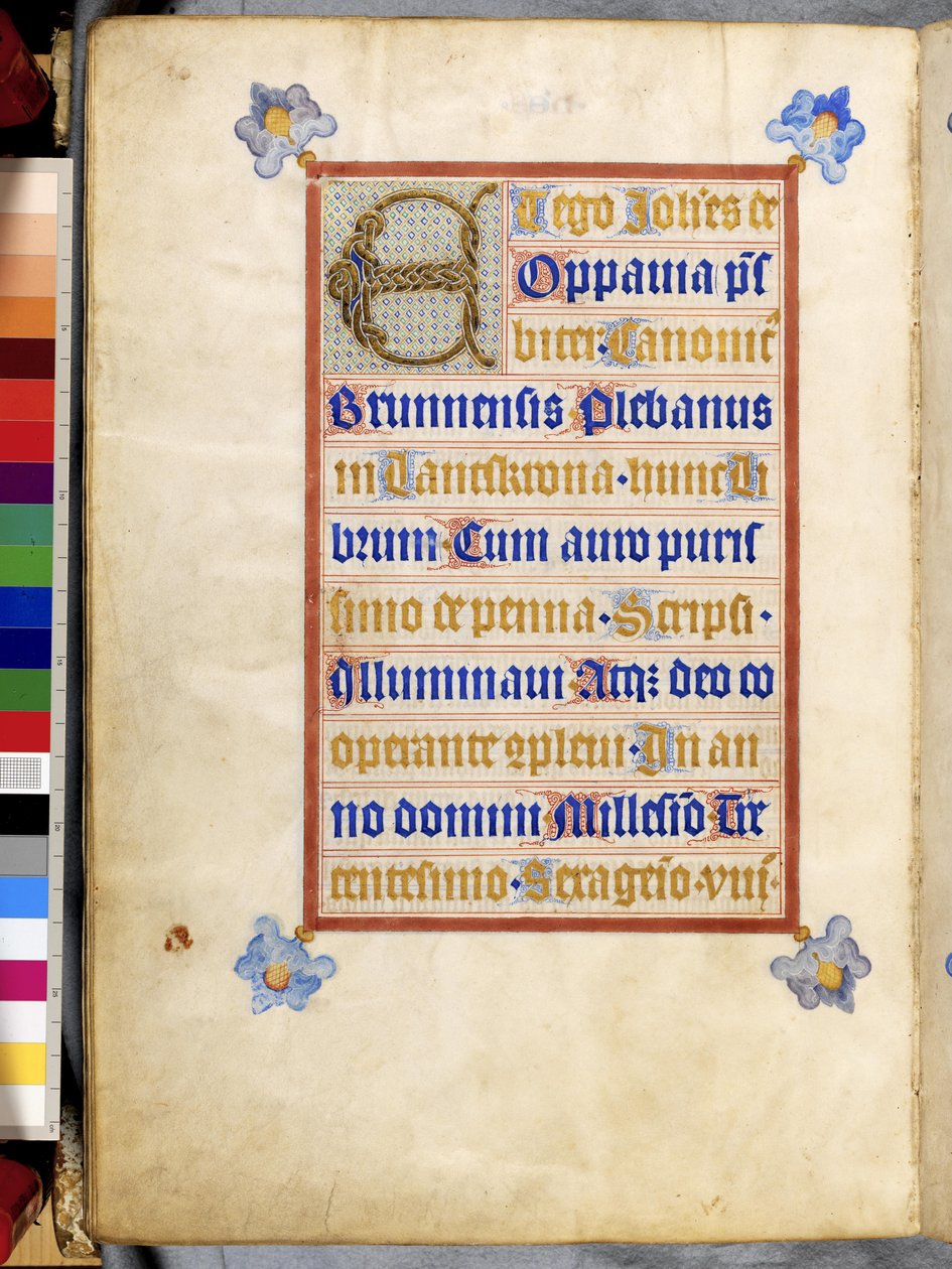 Full Page: Framed Text with Interlaced Initial 