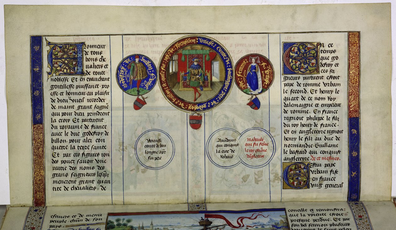 Text with Initials and Three Medallions: Godfrey of Bouillon by Erich Lessing