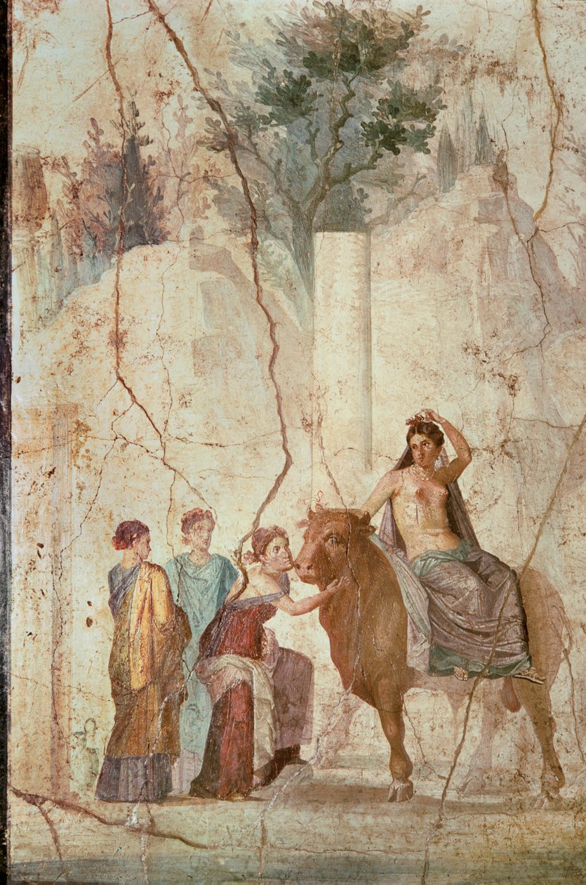 Roman Wall Painting from the House of Jason, Pompeii: The Rape of Europa by Erich Lessing