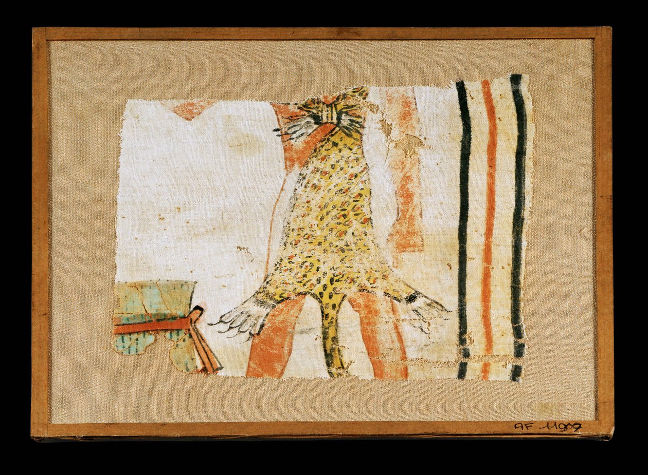 The painted piece of linen shows a figure in Priest