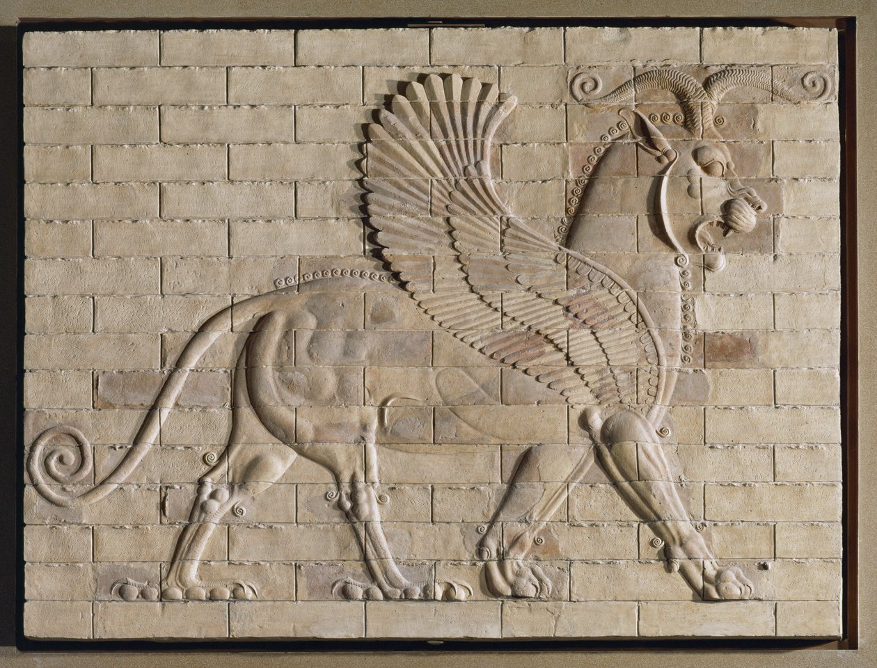 Winged Griffin, Coloured Glazed Tiles, from the Palace in Susa, Iran by Erich Lessing