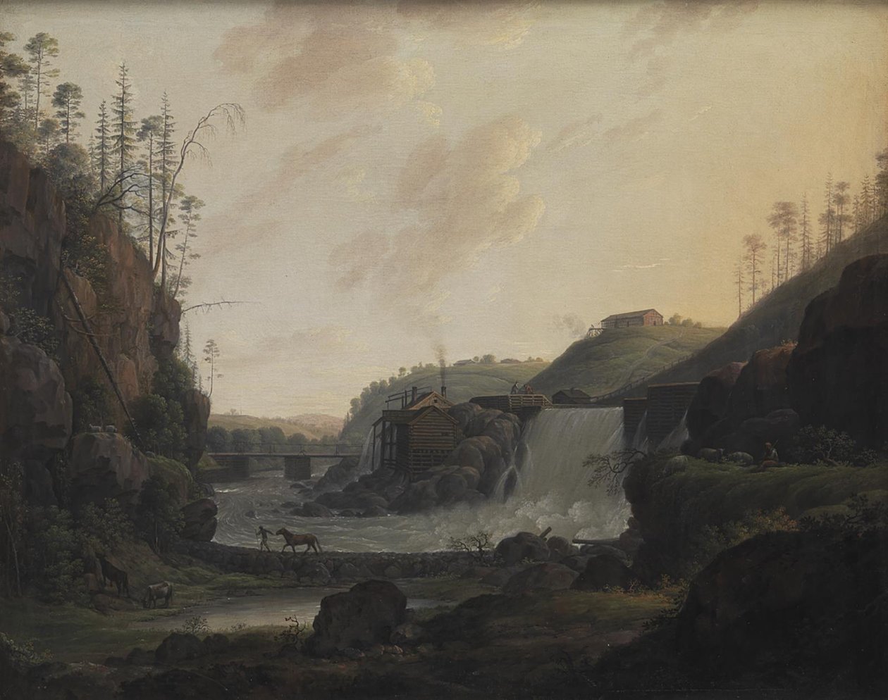 River Landscape with a Waterfall near Bogstad in Norway by Erik Pauelsen