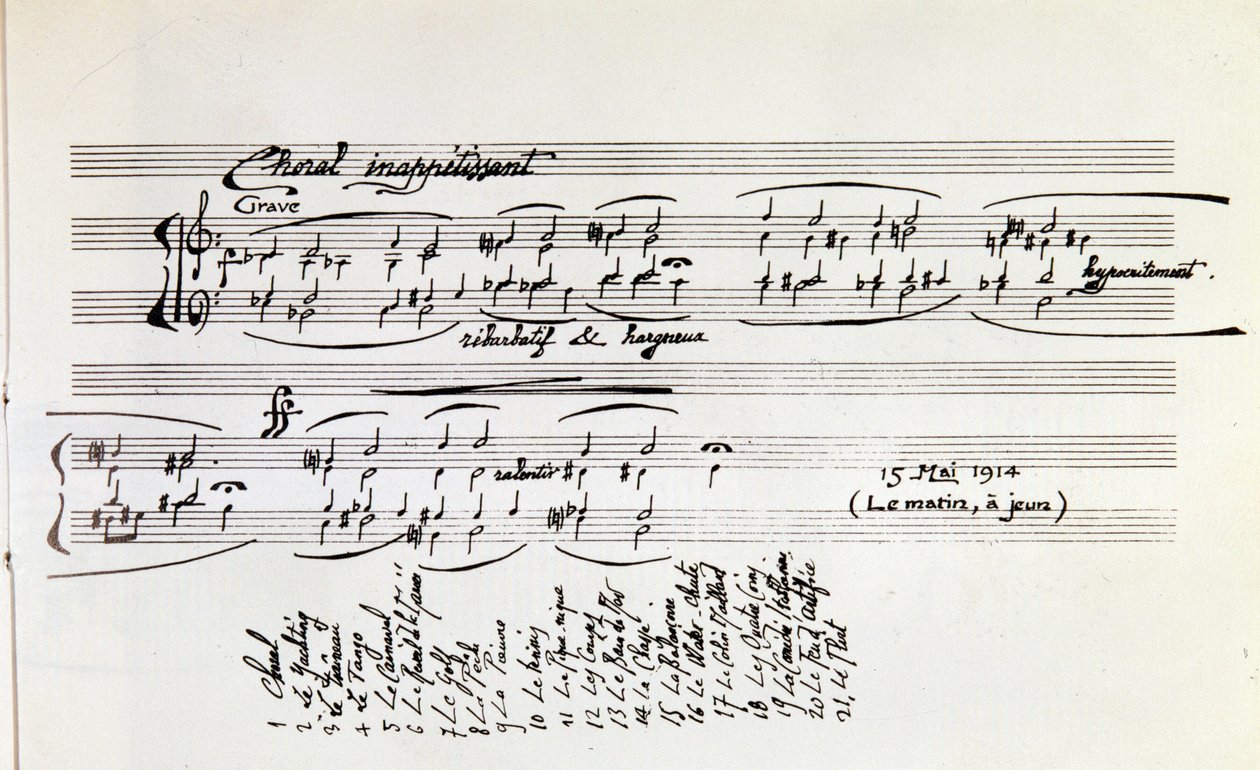 Detail of musical score of Sports and entertainment by Erik Satie by Erik Satie