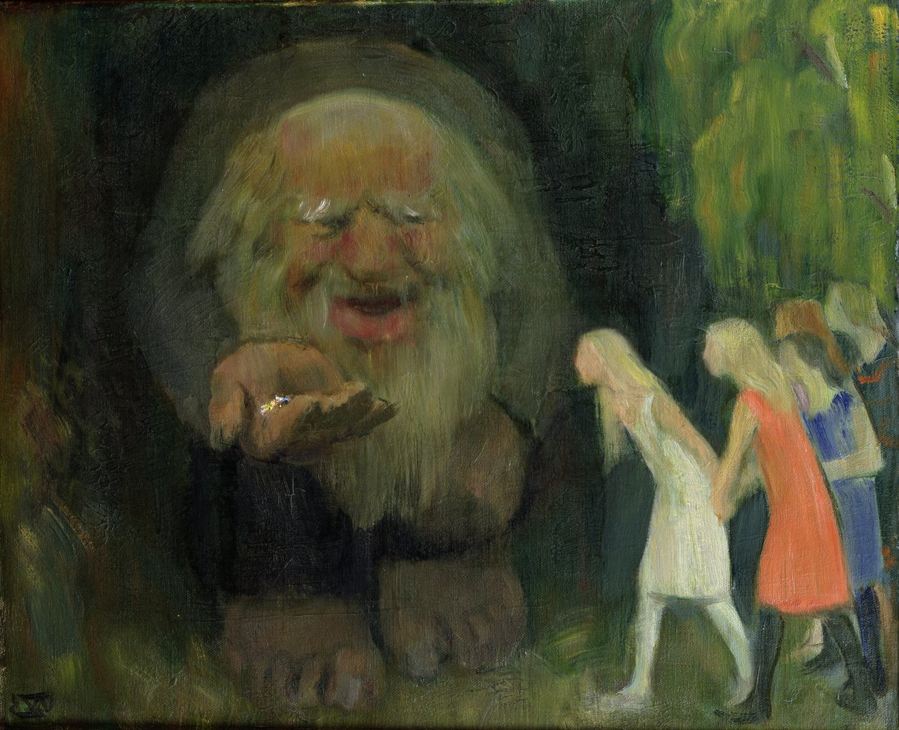 The troll lured the girls with gold by Erik Theodor Werenskiold