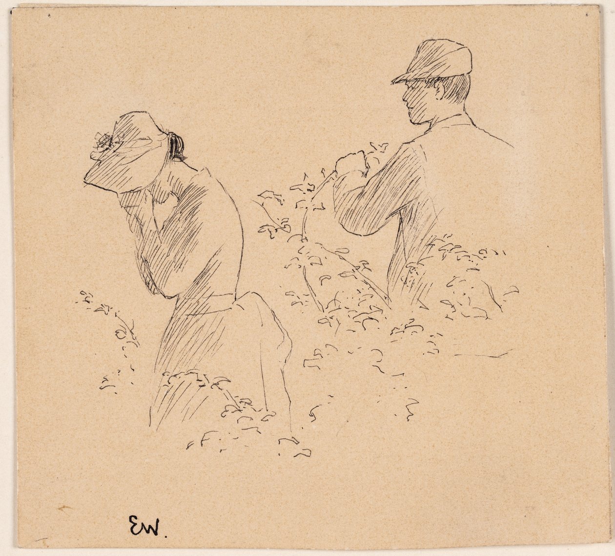 A Young Man and a Crying Young Girl with a Bonnet by Erik Theodor Werenskiold