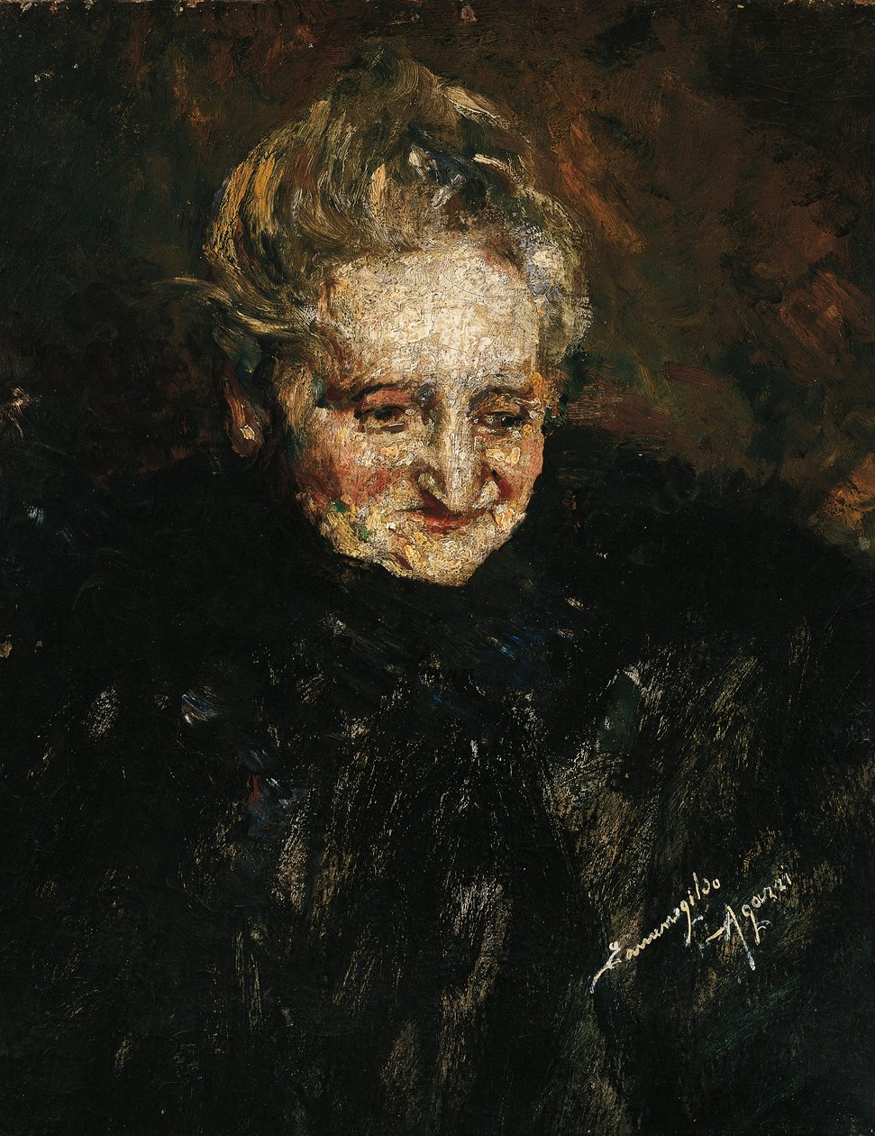 Portrait of mother by Ermenegildo Agazzi