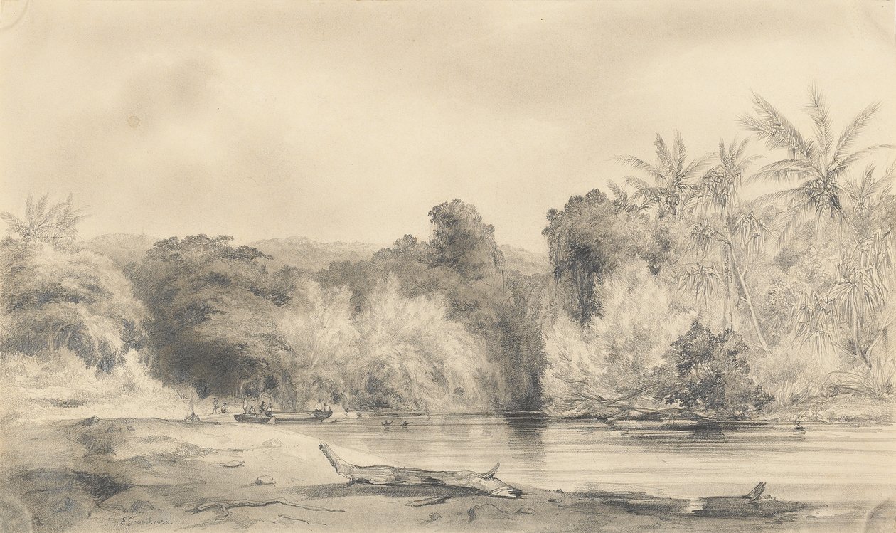 Entrance to the Paiou River, Vanikoro Island by Ernest-Auguste Goupil
