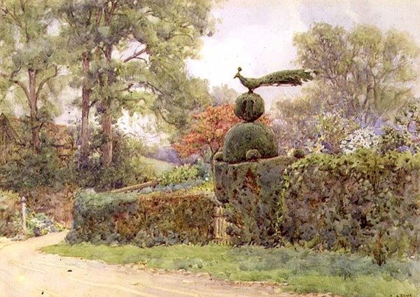 The Old Yew Hedge, Speldhurst, Kent by Ernest Arthur Rowe