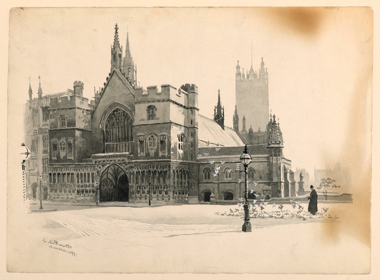 Exterior of Westminster Hall by Ernest Clifford Peixotto