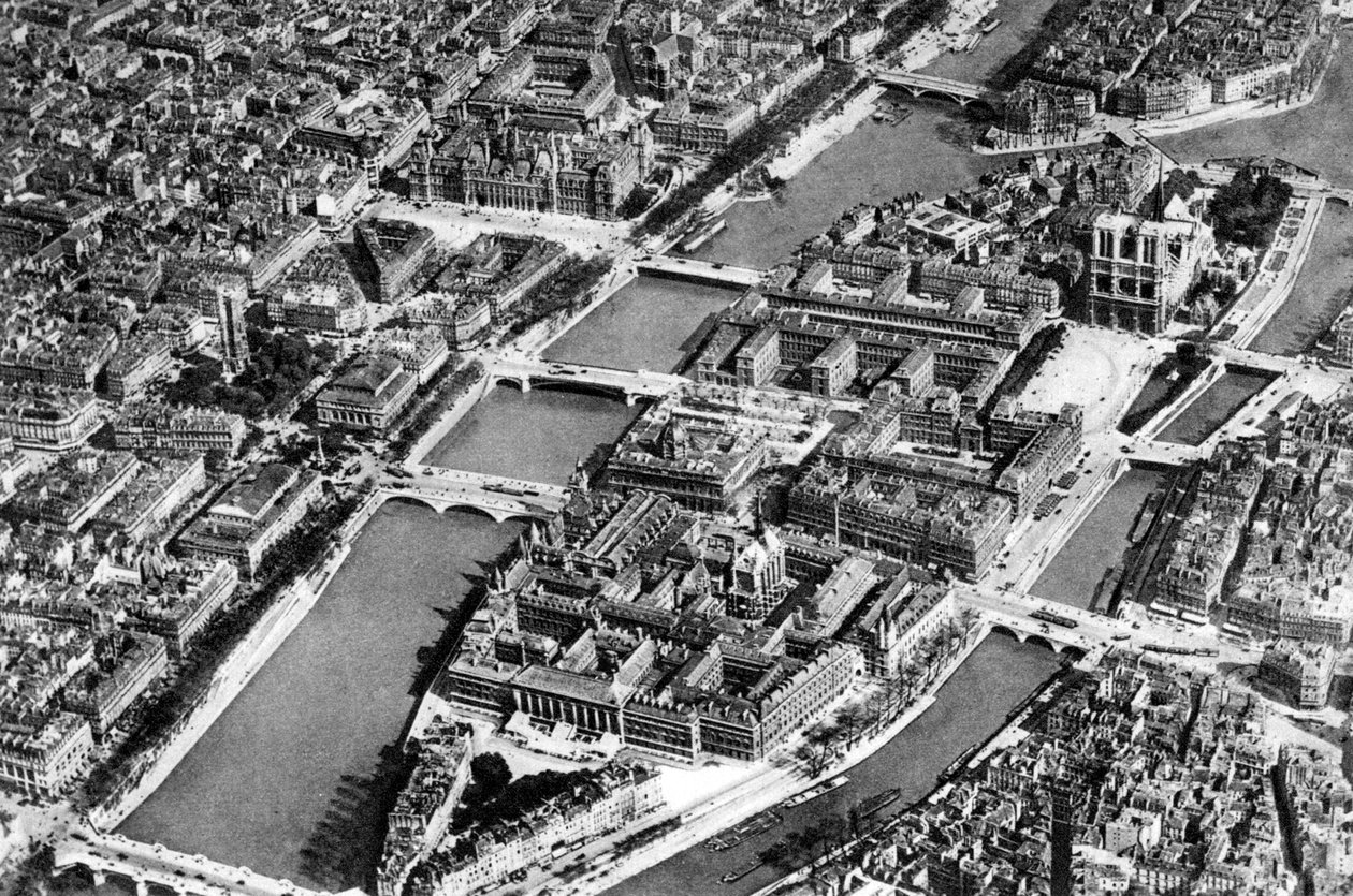 General view of the Isle de la Cite, Paris, 1931 by Ernest Flammarion