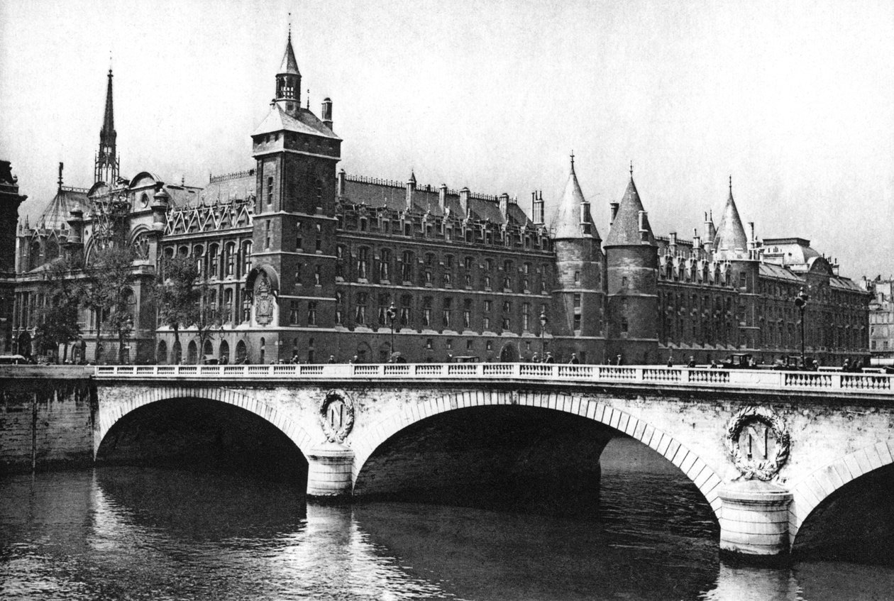 View of the Courts of Justice and the Pont Neuf from the River Seine, Paris by Ernest Flammarion