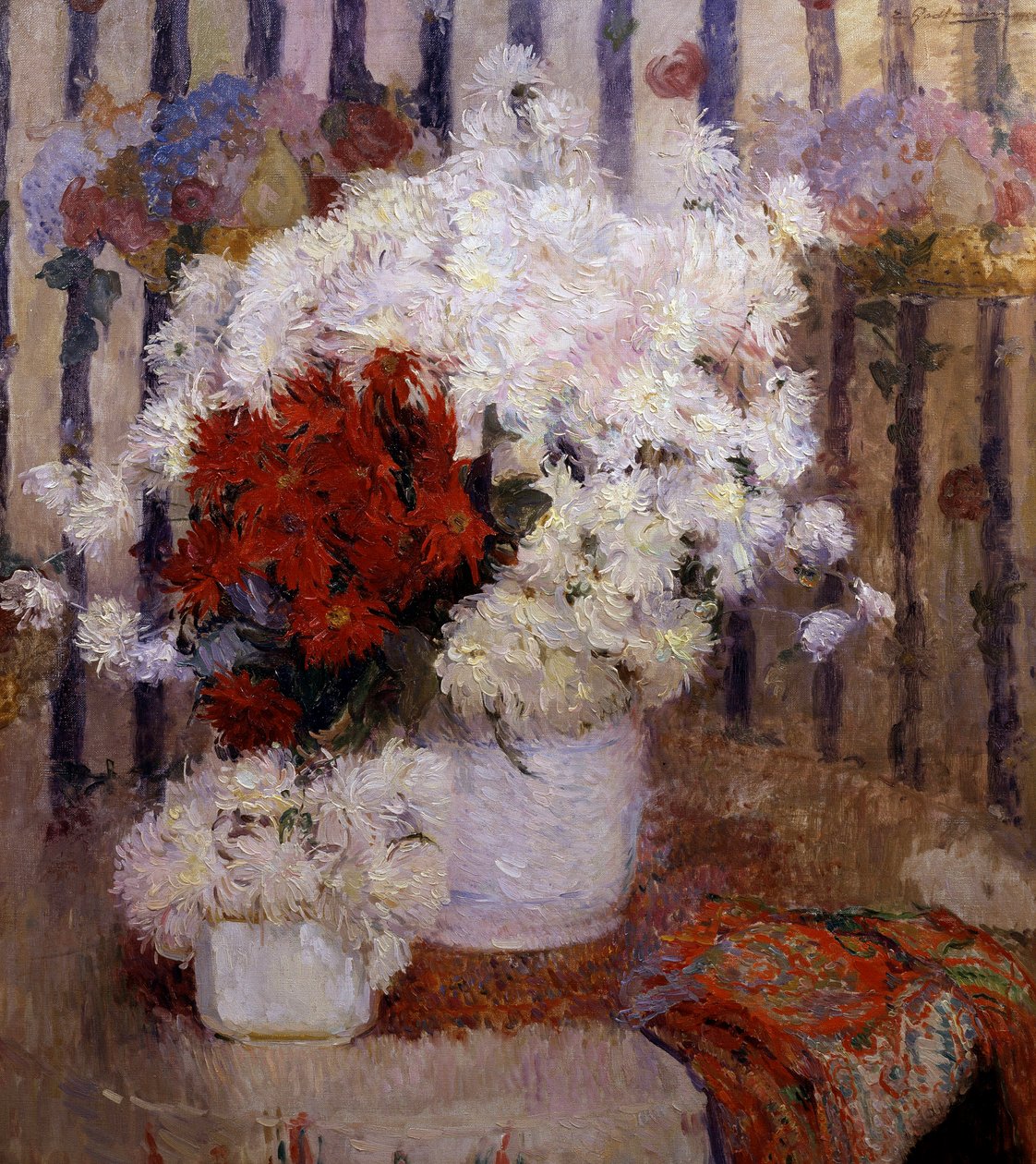 Still Life of Summer Flowers. Painting by Ernst Jean Joseph Godfrinon. Private Collection. by Ernest Godfrinon