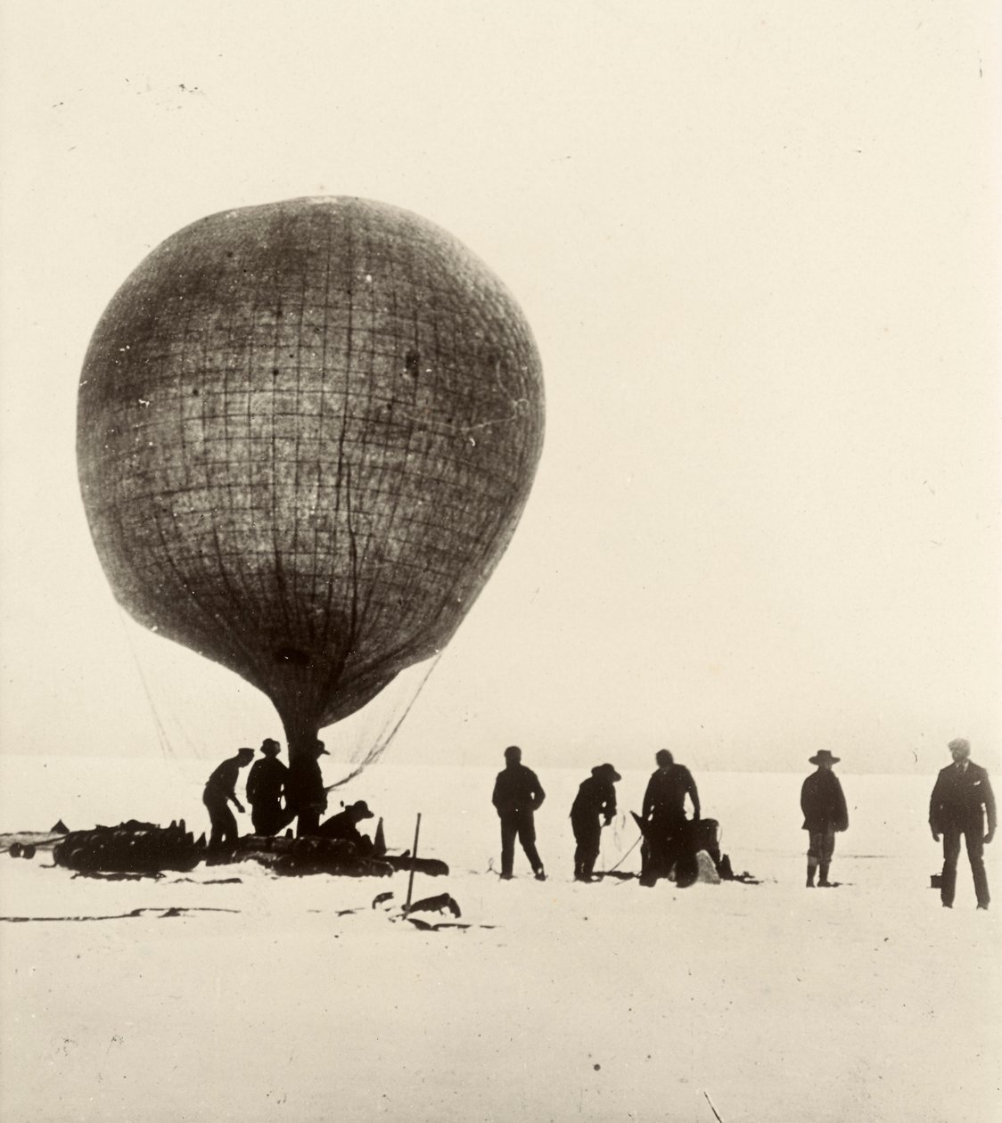 A View of the Cow-Gut Balloon Being Inflated with Hydrogen on the Ice. From Album by Sir Ernest Henry Shackleton Entitled National Antarctic Expedition (1901-1903) by Ernest Henry Shackleton
