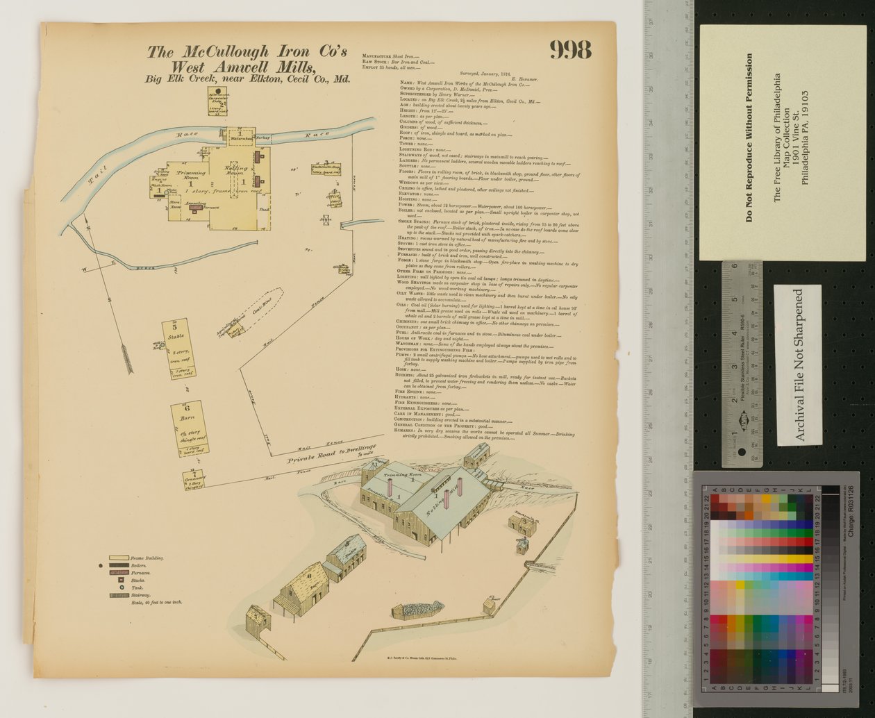 West Amwell Mill, Big Elk Creek, Maryland, Hexamer General Surveys, 1876 by Ernest Hexamer