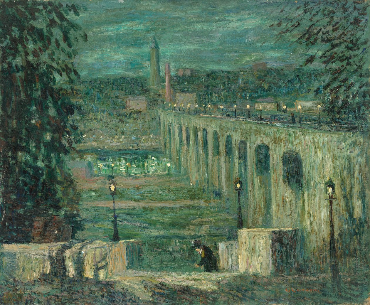 High Bridge at Night, New York City by Ernest Lawson