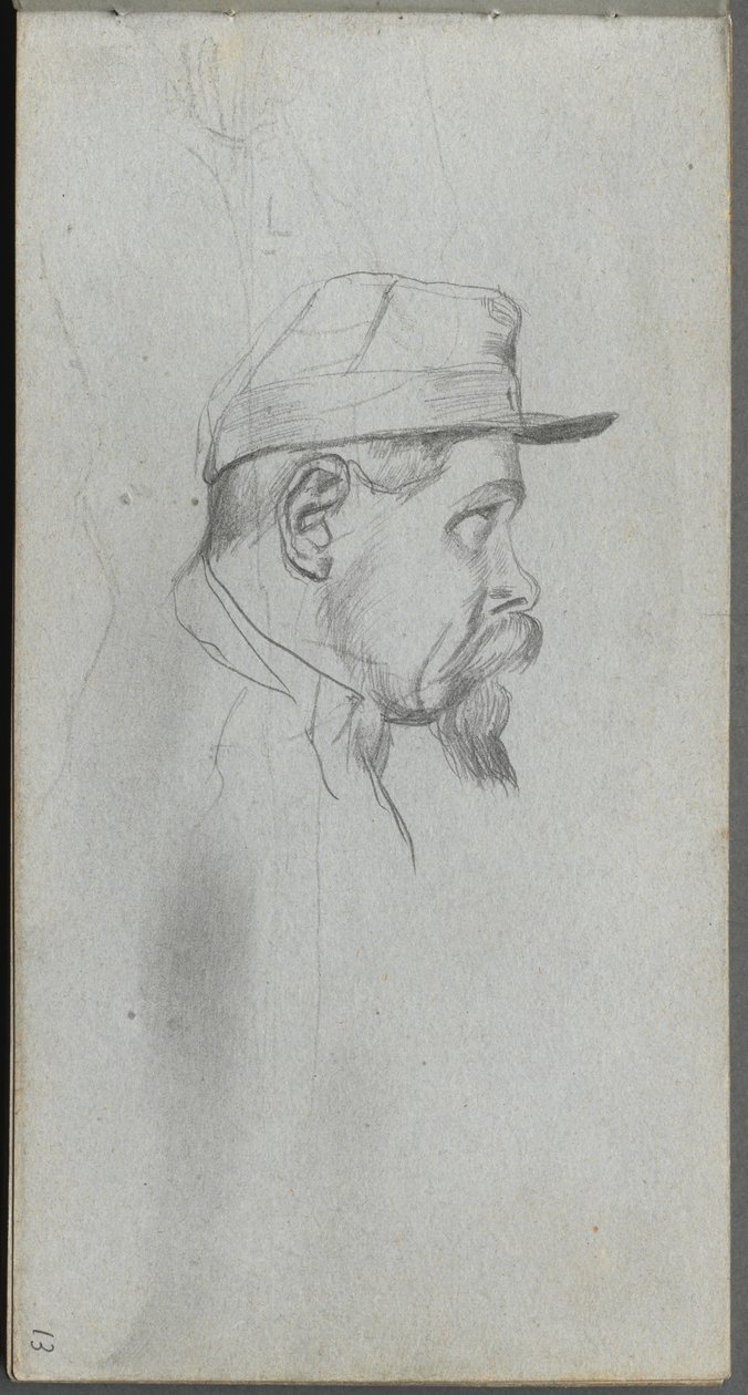 Sketchbook, page 13: Bust of a Man in Profile by Jean Louis Ernest Meissonier