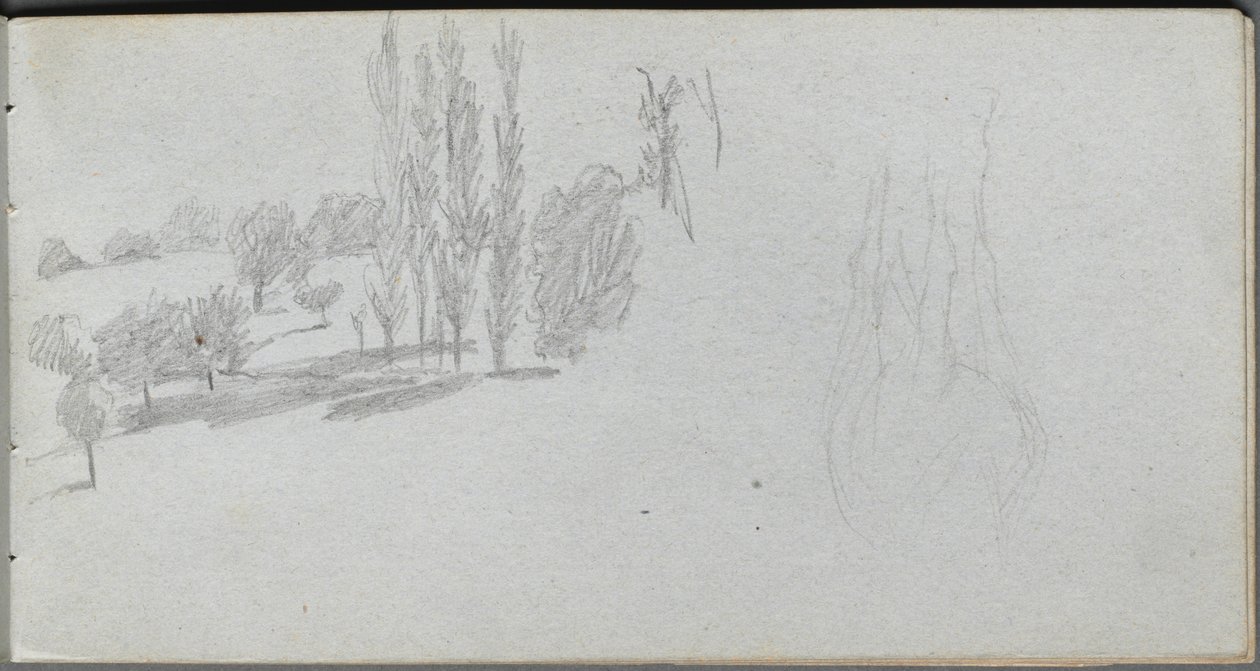Sketchbook, page 18: Study of a Horse and Landscape Study by Ernest Meissonier