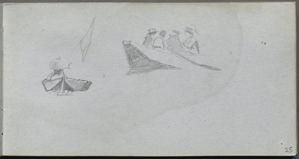 Sketchbook, page 25: Studies of Figures in Boats by Ernest Meissonier