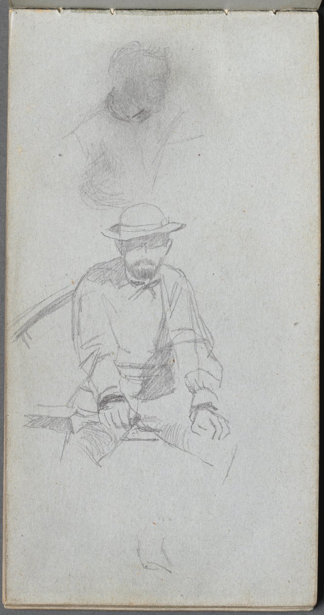 Sketchbook, page 30: Seated male Figure and Figure in Profile by Jean Louis Ernest Meissonier