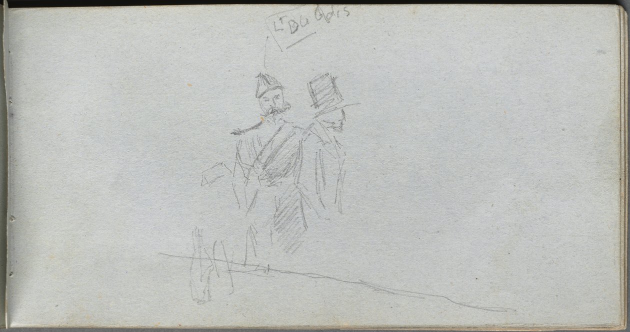 Sketchbook, page 38: Study of a Solider and Figure in Top Hat by Ernest Meissonier
