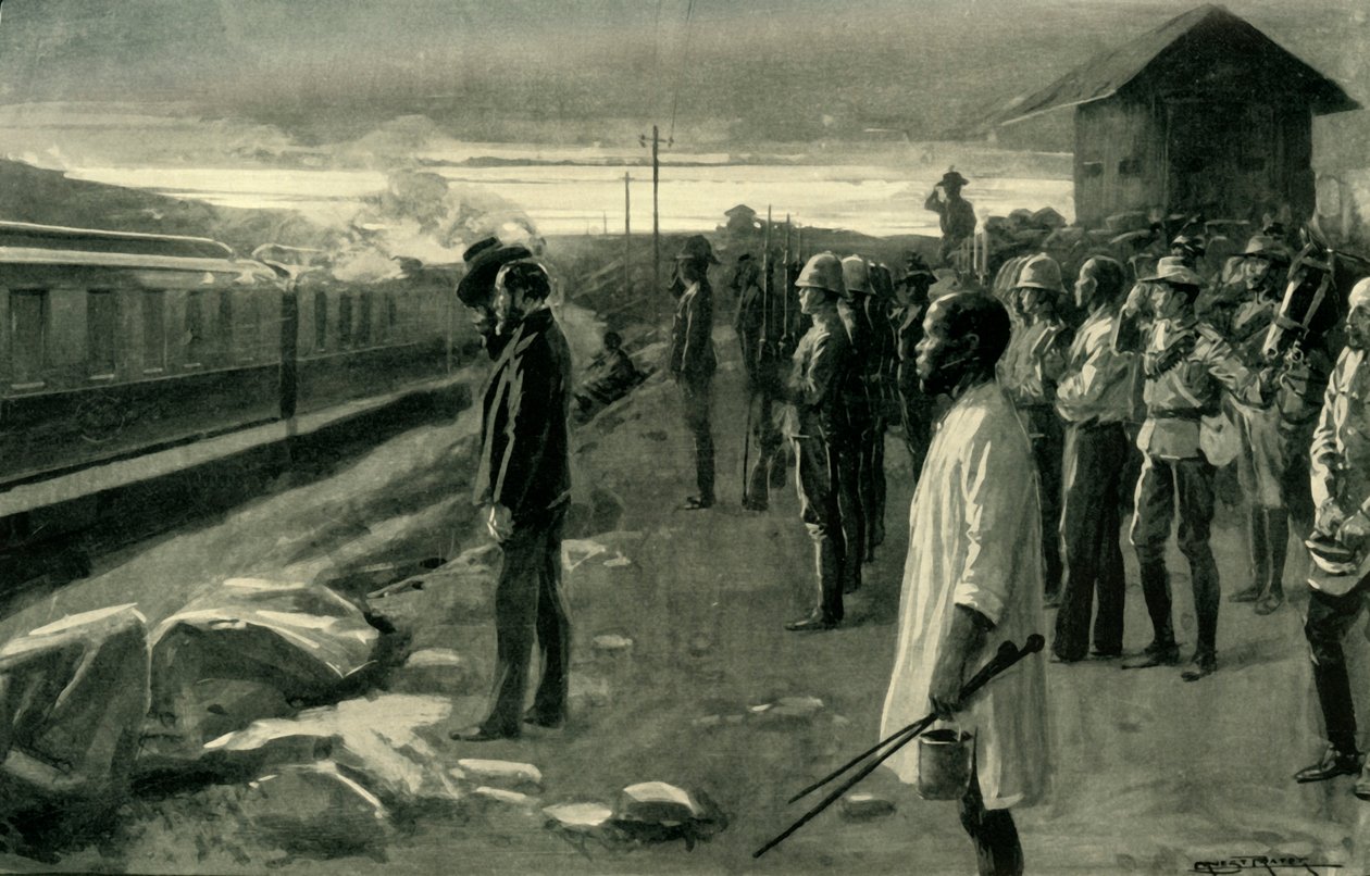 The Train Conveying the Remains of Mr. Rhodes Saluted by the Blockhouse ...