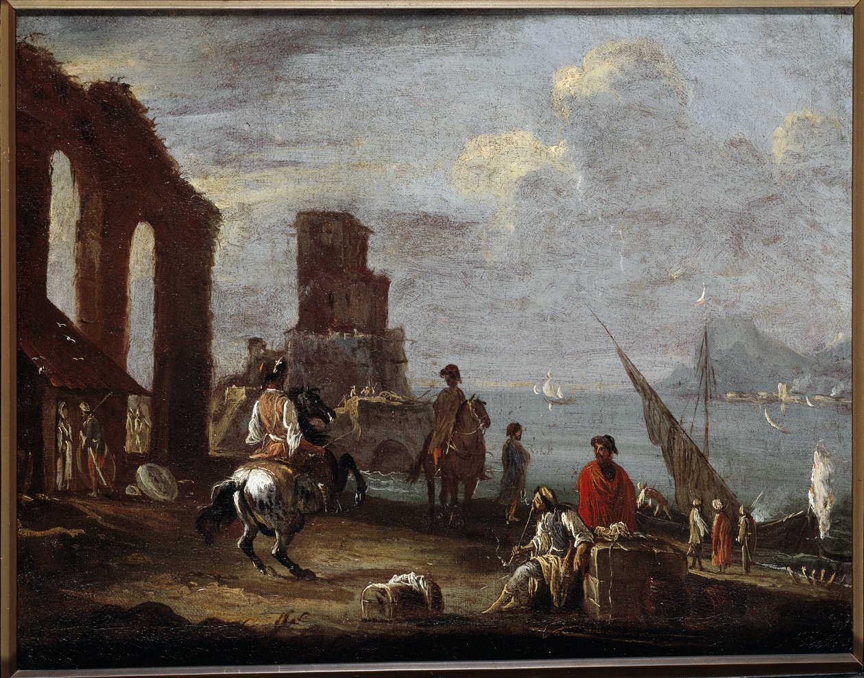 Landscape with Ruins Near the Sea by Ernest called Monsu Ernesto Daret
