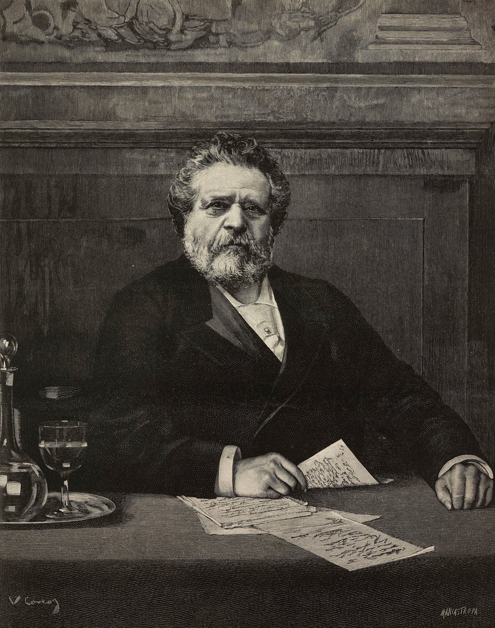 Portrait of Giosue Carducci, Italian Poet and Writer, Nobel Laureate in 1906 by Ernesto Mancastroppa
