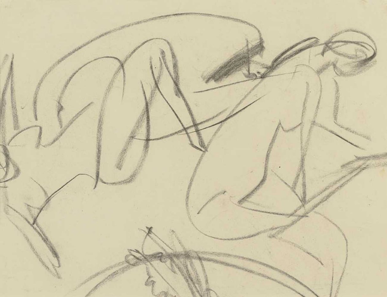 Mountain Farmers (reverse Bathers) by Ernst Ludwig Kirchner