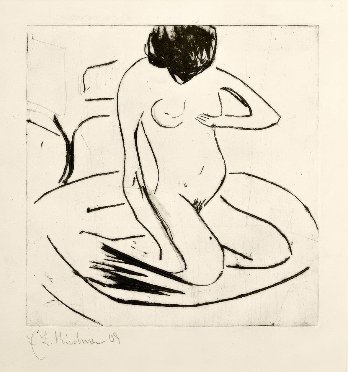 Bathers in Front of an Iron Stove by Ernst Ludwig Kirchner