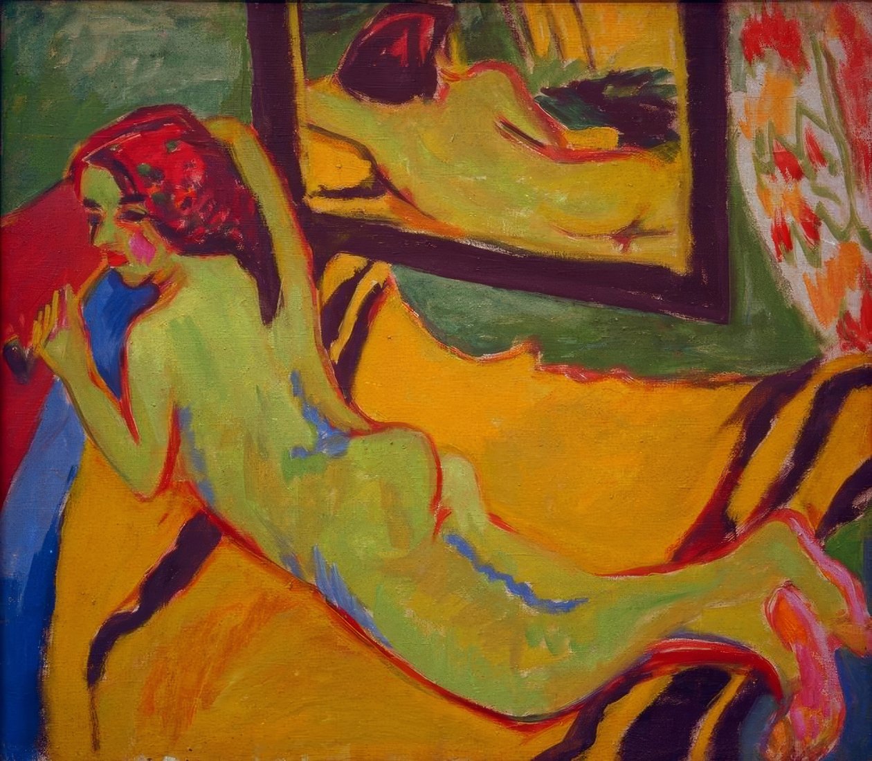Reclining Nude Before Mirror by Ernst Ludwig Kirchner