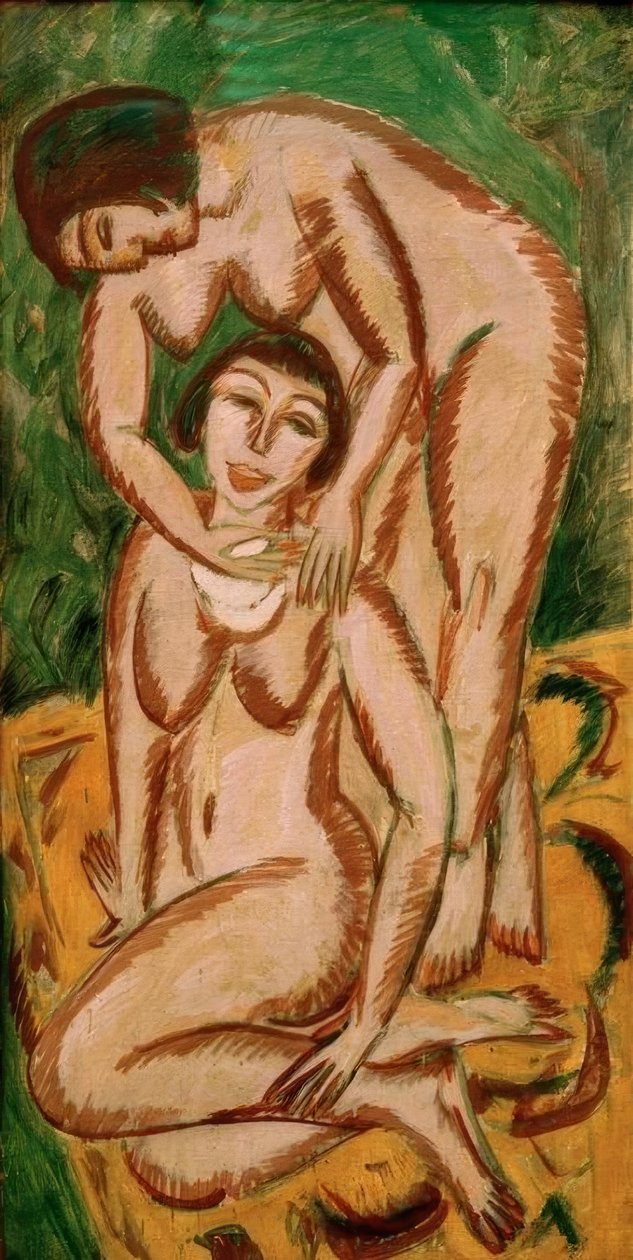 Two Female Nudes in Portrait Format by Ernst Ludwig Kirchner